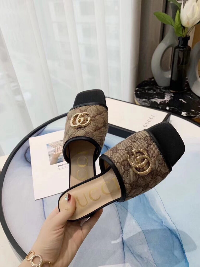 Gucci GG Matelasse Canvas Slide Sandals editorial product context 1