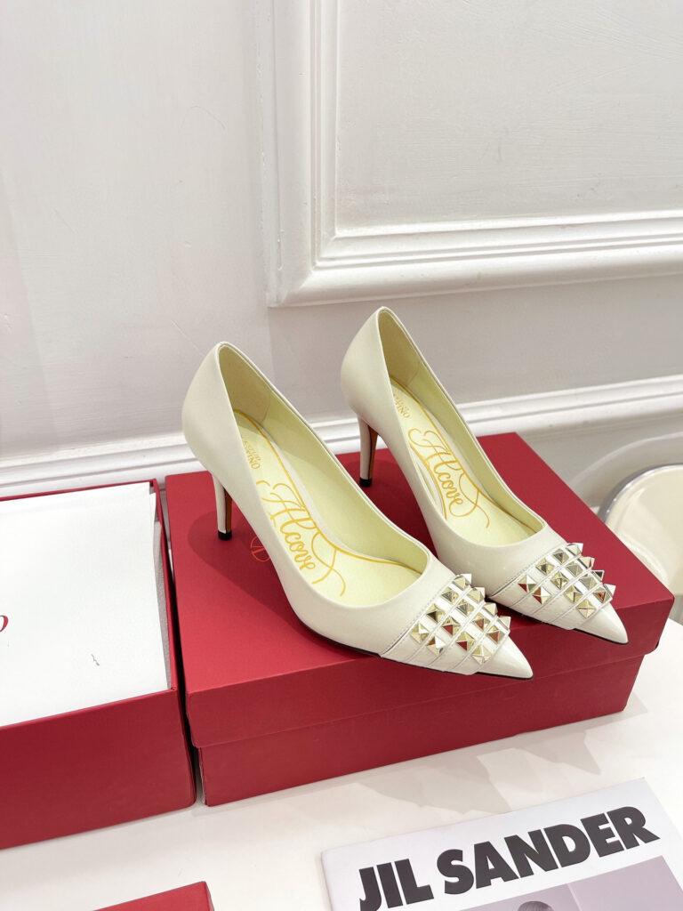 Valentino Rockstud Alcove Kidskin and Patent Leather Pumps editorial product context 1