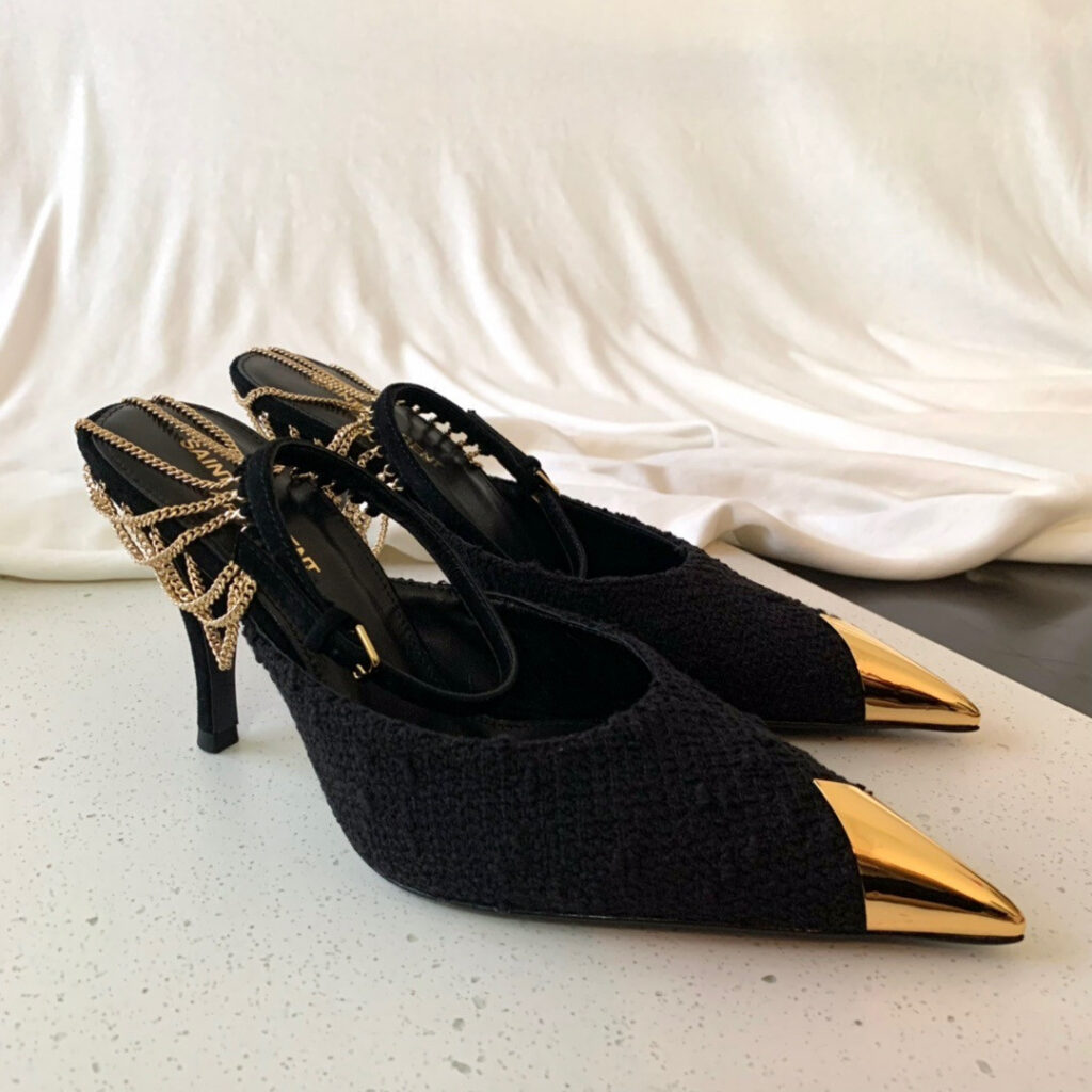 Saint Laurent chain pumps editorial product context 1