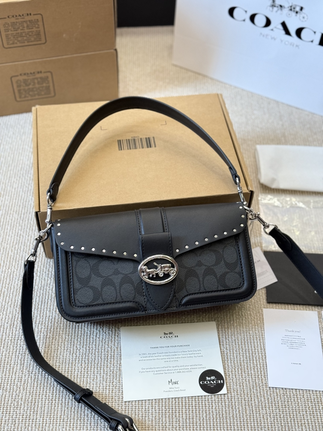 Coach Georgie Crossbody Backpack Bag in Calfskin Leather 27cm