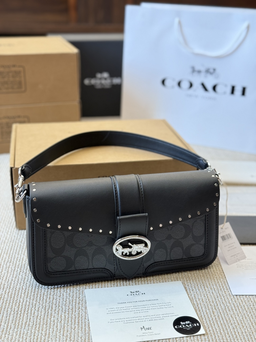 Coach Georgie Crossbody Backpack Bag in Calfskin Leather 27cm