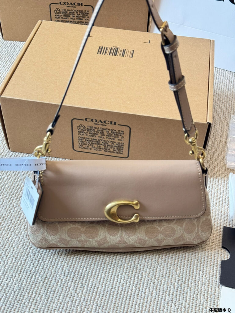 Coach Tabby Gold Leather Shoulder Bag editorial product context 3