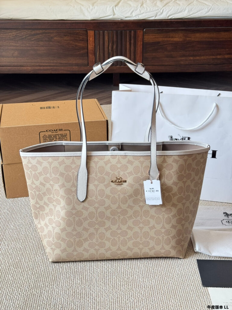 Coach City Logo Leather Tote Bag 33 x 27 cm editorial product context 1