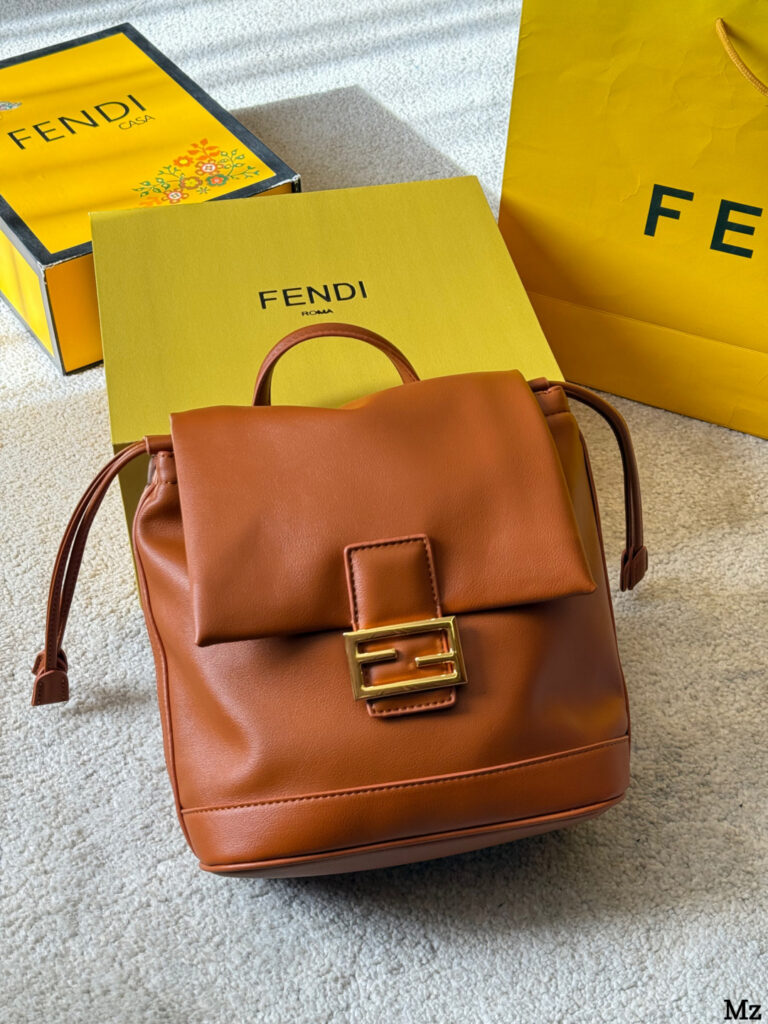 Fendi Ff Brown Calfskin Leather Backpack 26 x 12 cm editorial product context 2