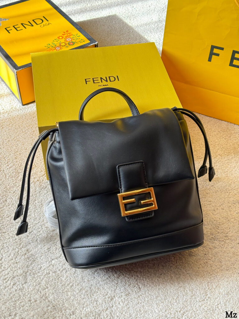 Fendi Ff Brown Calfskin Leather Backpack 26 x 12 cm editorial product context 3