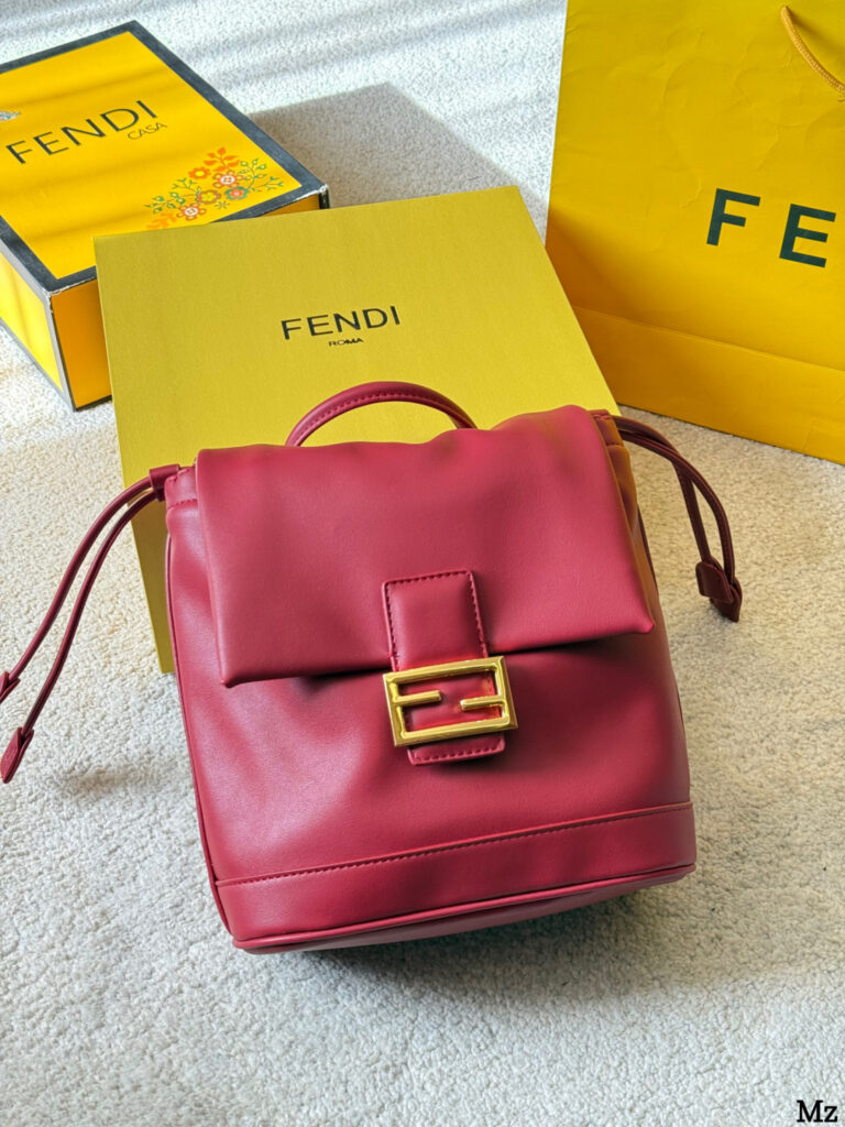 Fendi Ff Brown Calfskin Leather Backpack 26 x 12 cm editorial product context 1