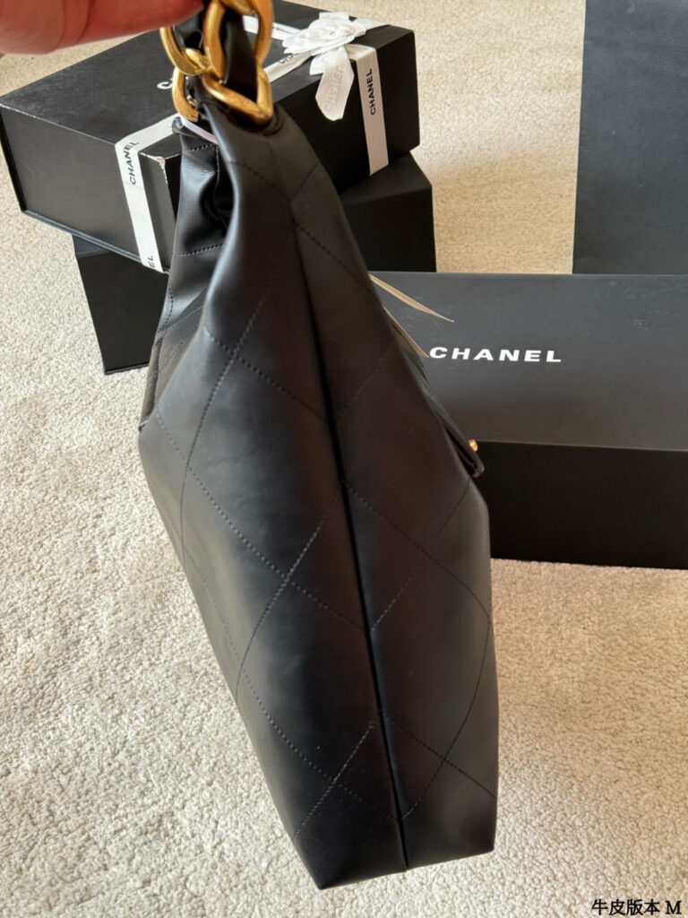Chanel A4 35 Black Calfskin Leather Hobo Bag 28 cm editorial product context 3