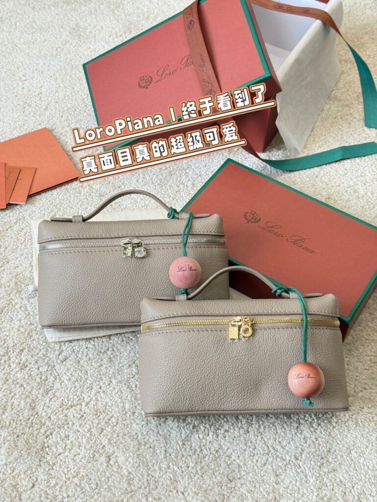 Designer Loro Piana L19 Extra Pocket Grey Calfskin Leather Crossbody Bag 19 cm editorial product context 2
