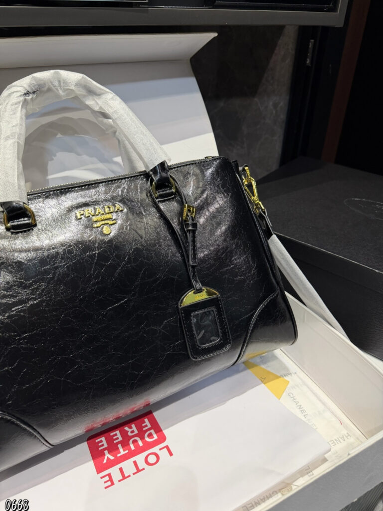 Prada Logo Black Calfskin Leather Crossbody Bag 35 x 23 cm editorial product context 2