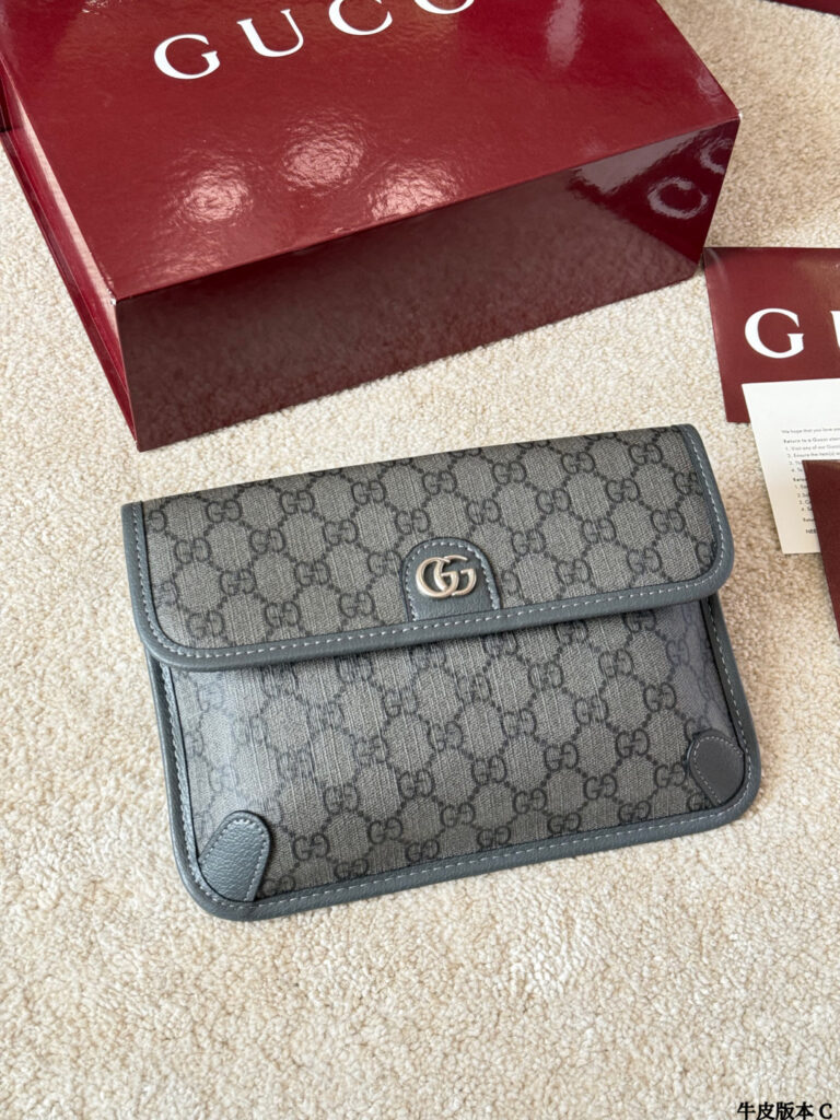 Gucci Ophidia Gg Supreme Grey Calfskin Leather Wallet 24 x 16 cm editorial product context 3