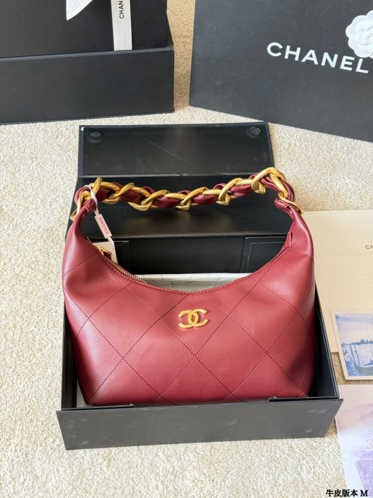 Chanel Material 24 Black Calfskin Leather Hobo Bag 28 x 8 cm editorial product context 1