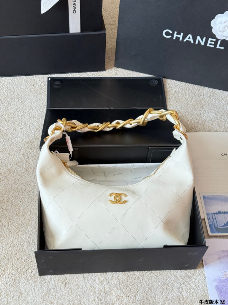 Chanel Material 24 Black Calfskin Leather Hobo Bag 28 x 8 cm editorial product context 2