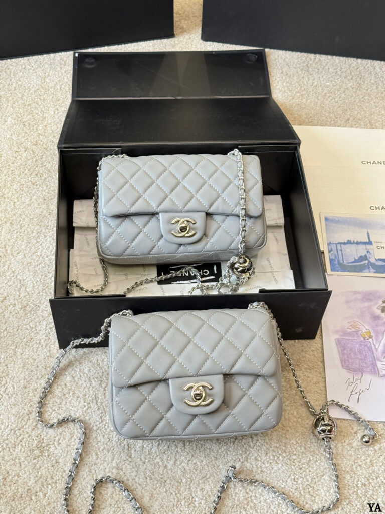 Chanel Classic Flap Grey Leather Shoulder Bag editorial product context 1