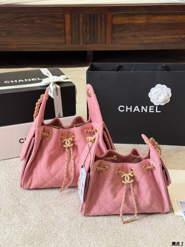 Chanel Purple Leather Bucket Bag editorial product context 2