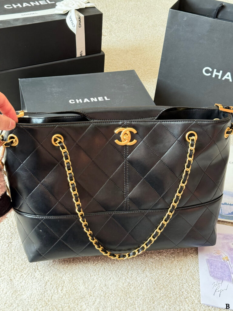 Chanel Black Leather Tote Bag editorial product context 3