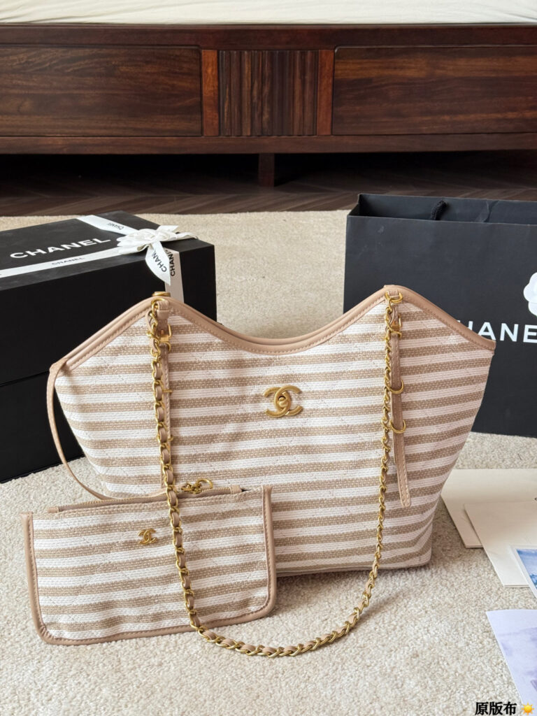 Chanel Beige Canvas Tote Bag editorial product context 2
