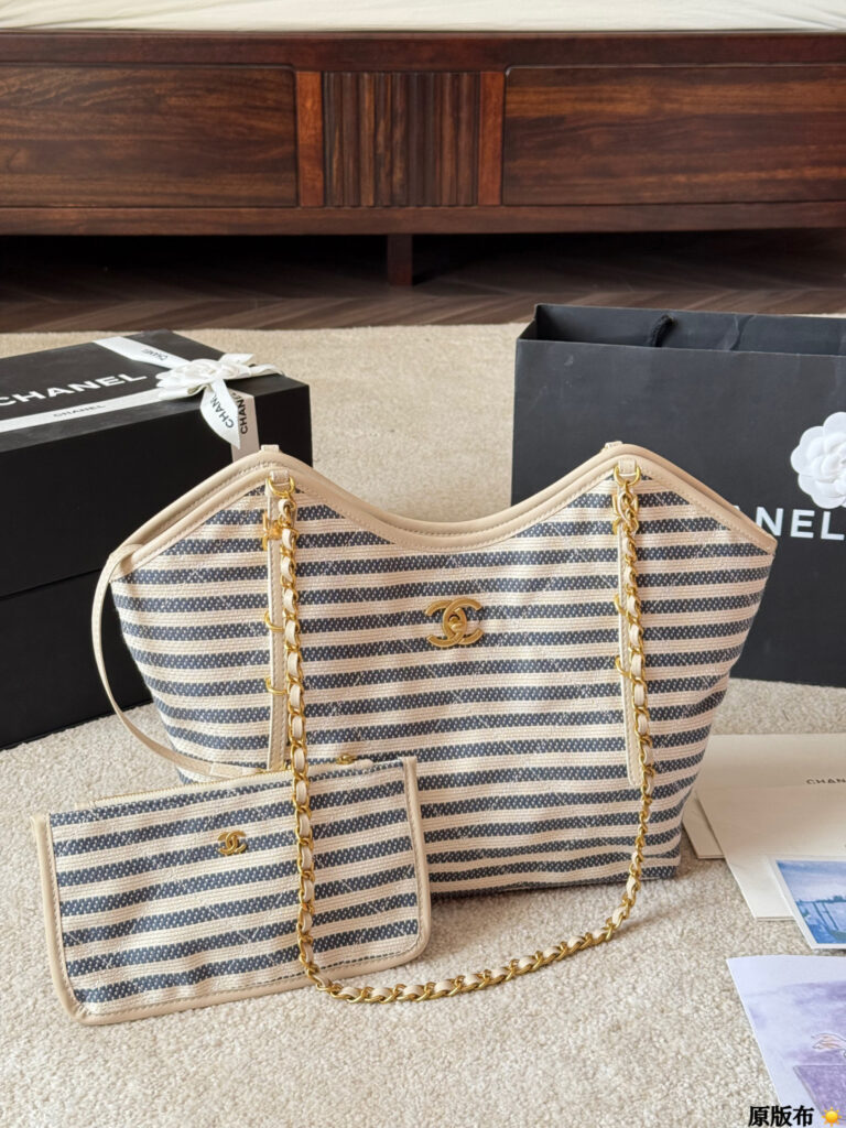 Chanel Beige Canvas Tote Bag editorial product context 1