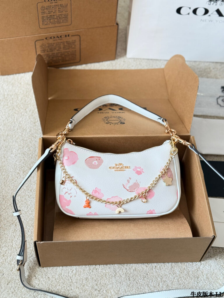 Coach Pink Canvas Shoulder Bag editorial product context 3