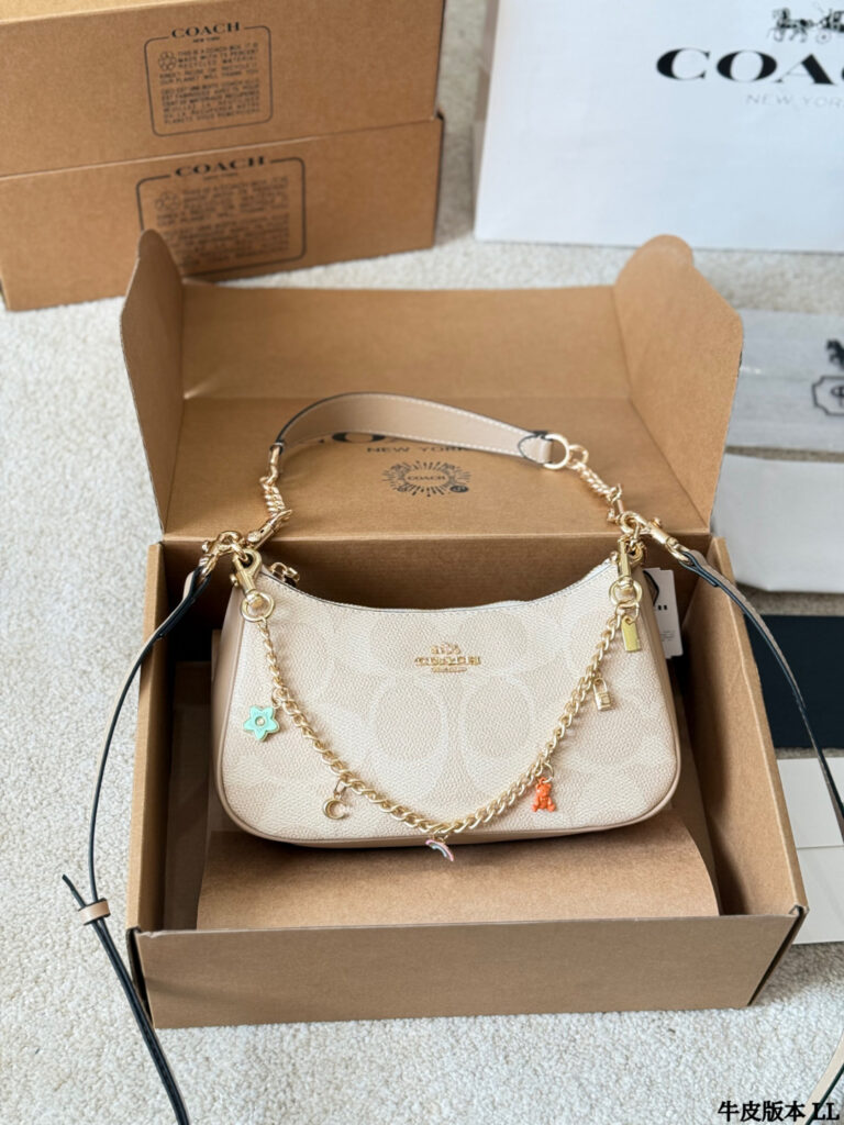 Coach Gold Leather Shoulder Bag editorial product context 2