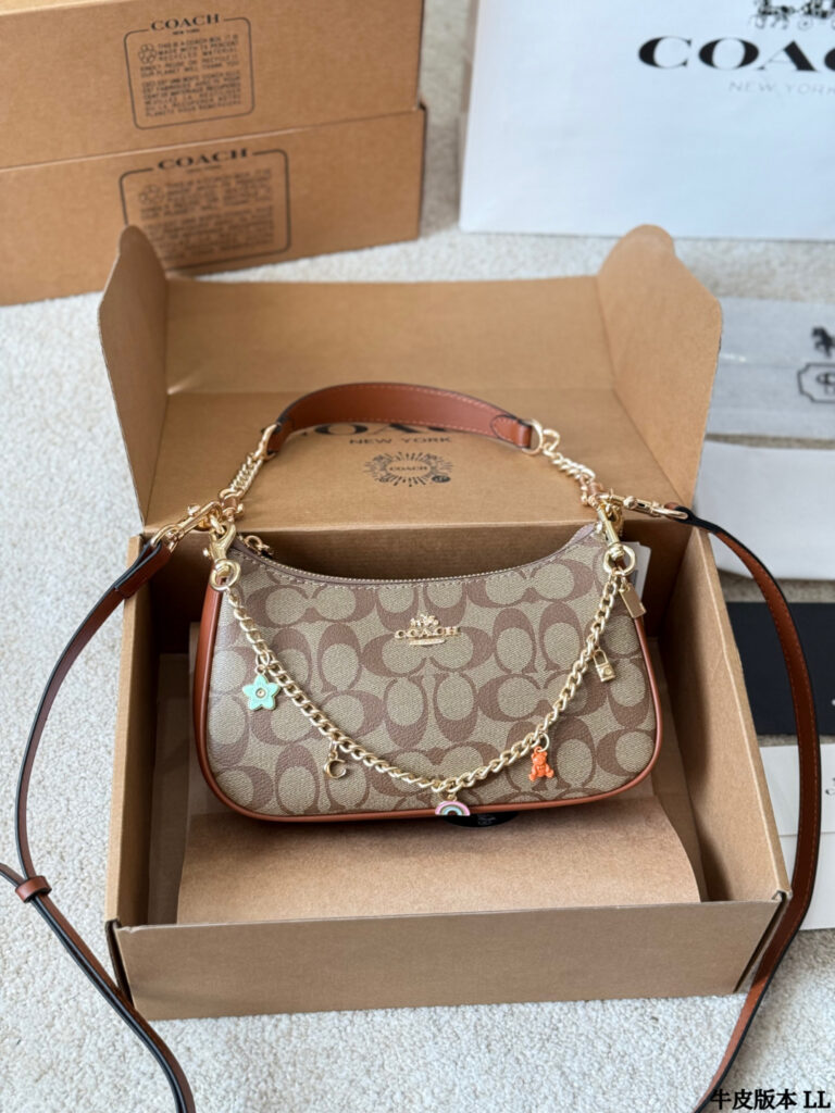 Coach Gold Leather Shoulder Bag editorial product context 1