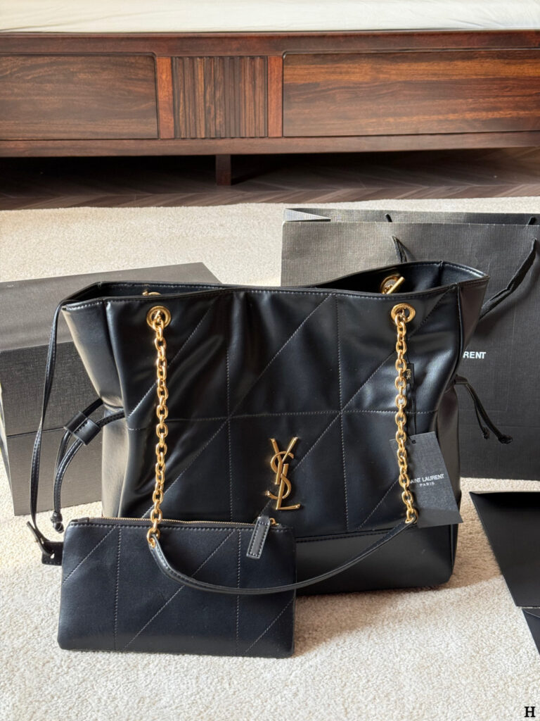 Saint Laurent Jamie Pochon 35 Black Calfskin Leather Clutch editorial product context 1