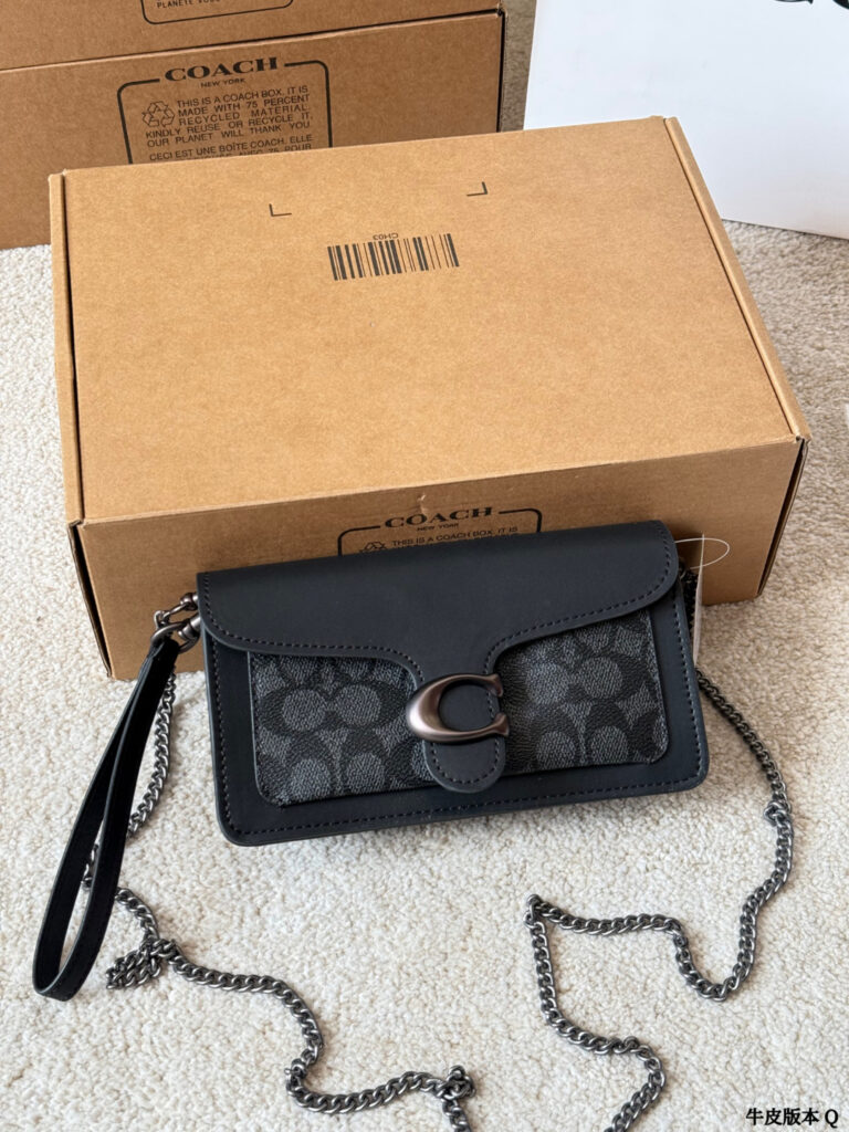 Coach Tabby Wristlet Mini 20 Mini Black Calfskin Leather Clutch editorial product context 1