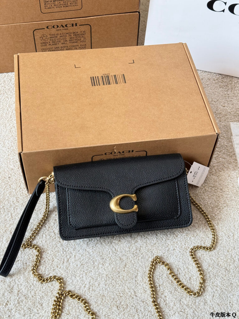 Coach Tabby Wristlet Mini 20 Mini Black Calfskin Leather Clutch editorial product context 2