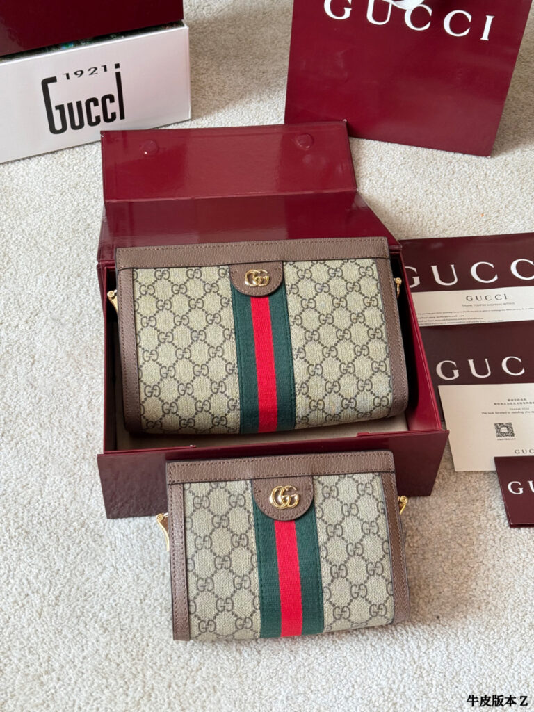 Gucci Ophidia Gg Supreme 25 Small Red Calfskin Leather Crossbody Bag 18 cm editorial product context 1