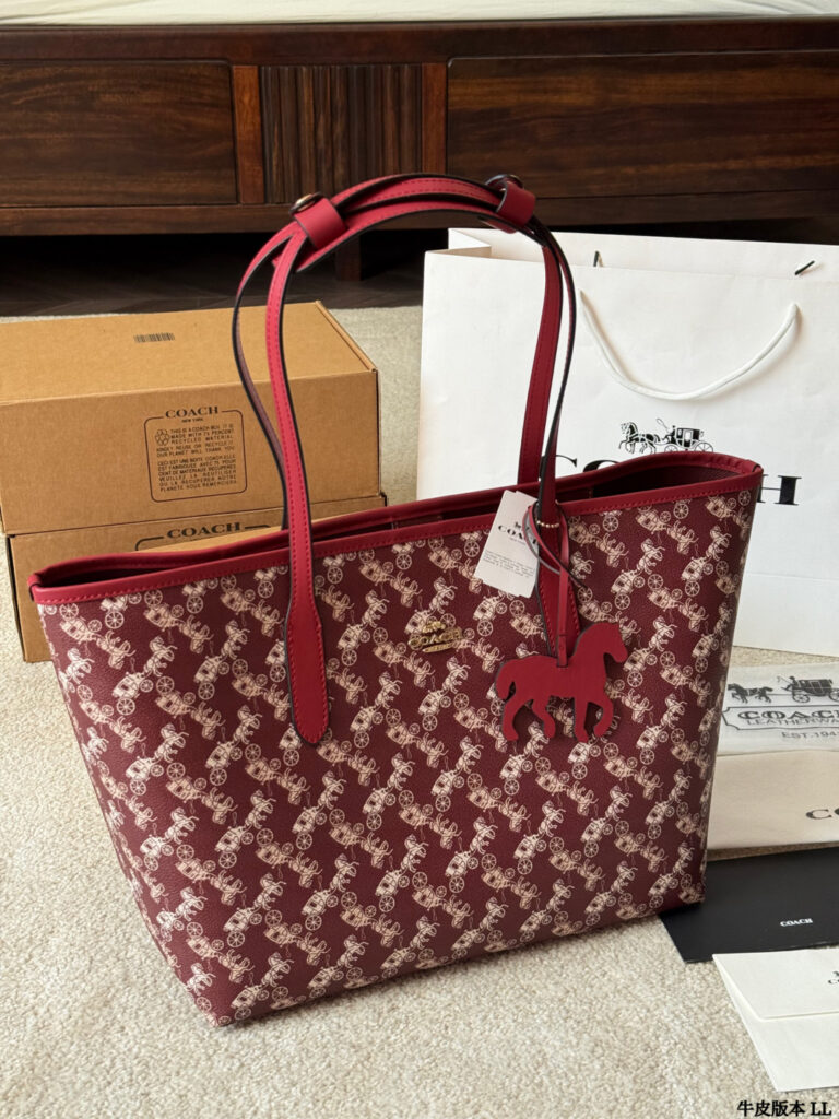 Coach City Red Calfskin Leather Tote Bag 33 x 28 cm editorial product context 3