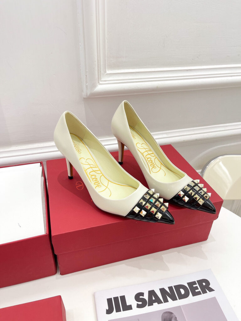 Valentino Rockstud Alcove Kidskin and Patent Leather Pumps editorial product context 1