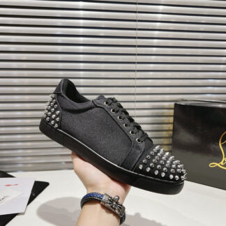 Ch**an louboutin loafers - veau velours and spikes - black - men