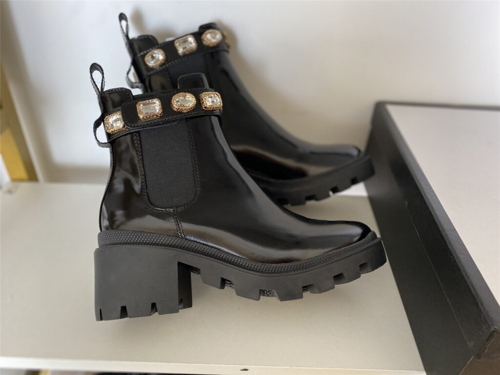 Gucci Embroidered Ankle Boot With Belt Leather Boots editorial product context 1