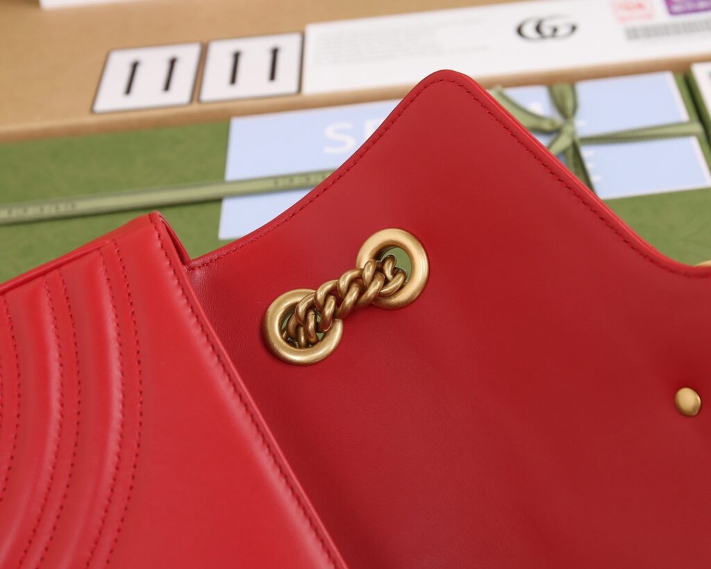 Gucci Marmont Red Leather Shoulder Bag editorial product context 3