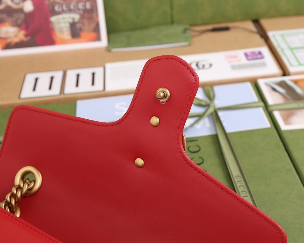 Gucci Marmont Red Leather Shoulder Bag editorial product context 2