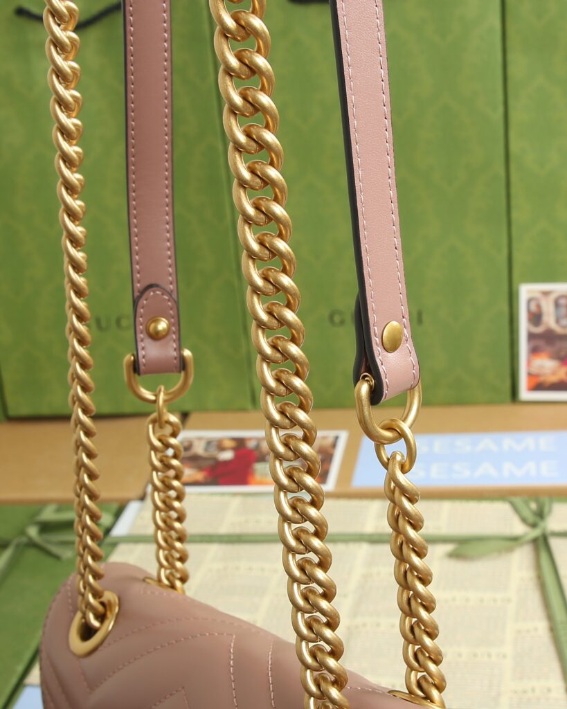 Gucci Marmont Pink Leather Shoulder Bag editorial product context 1