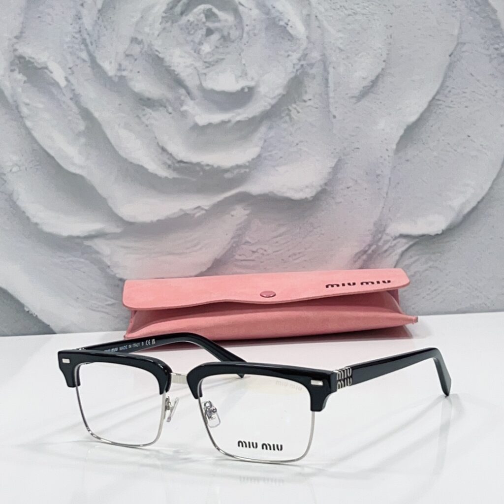 Miu Miu Eyeglasses Black Leather Ring editorial product context 1