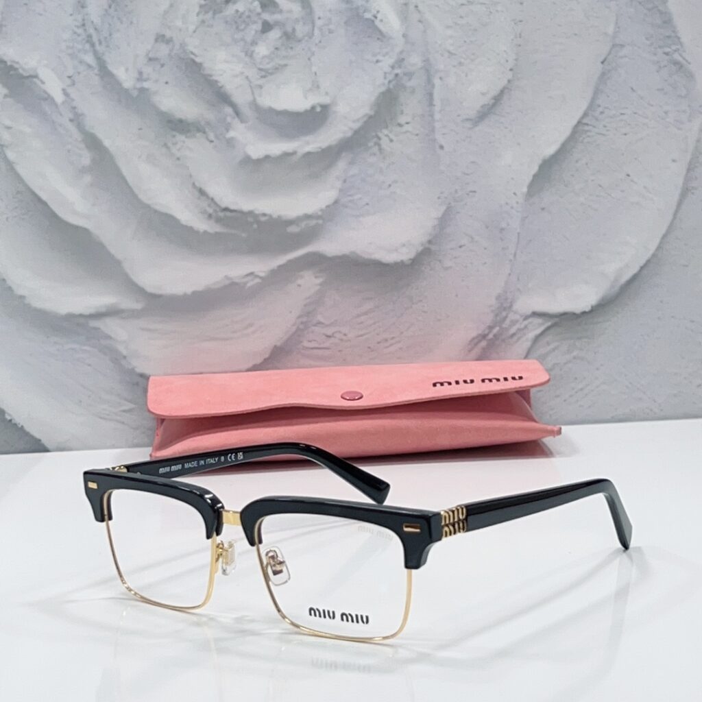 Miu Miu Eyeglasses Black Leather Ring editorial product context 2