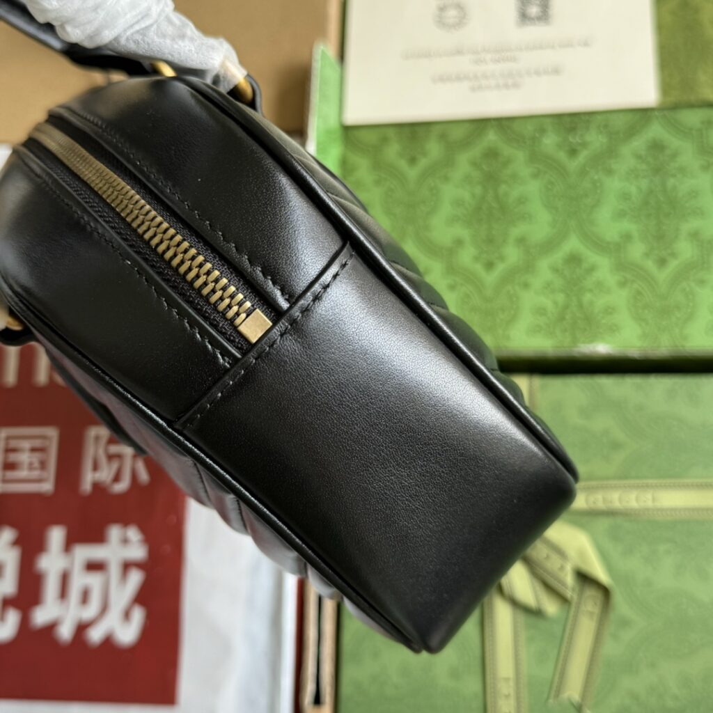 Gucci Gg Marmont Black Leather Shoulder Bag editorial product context 3