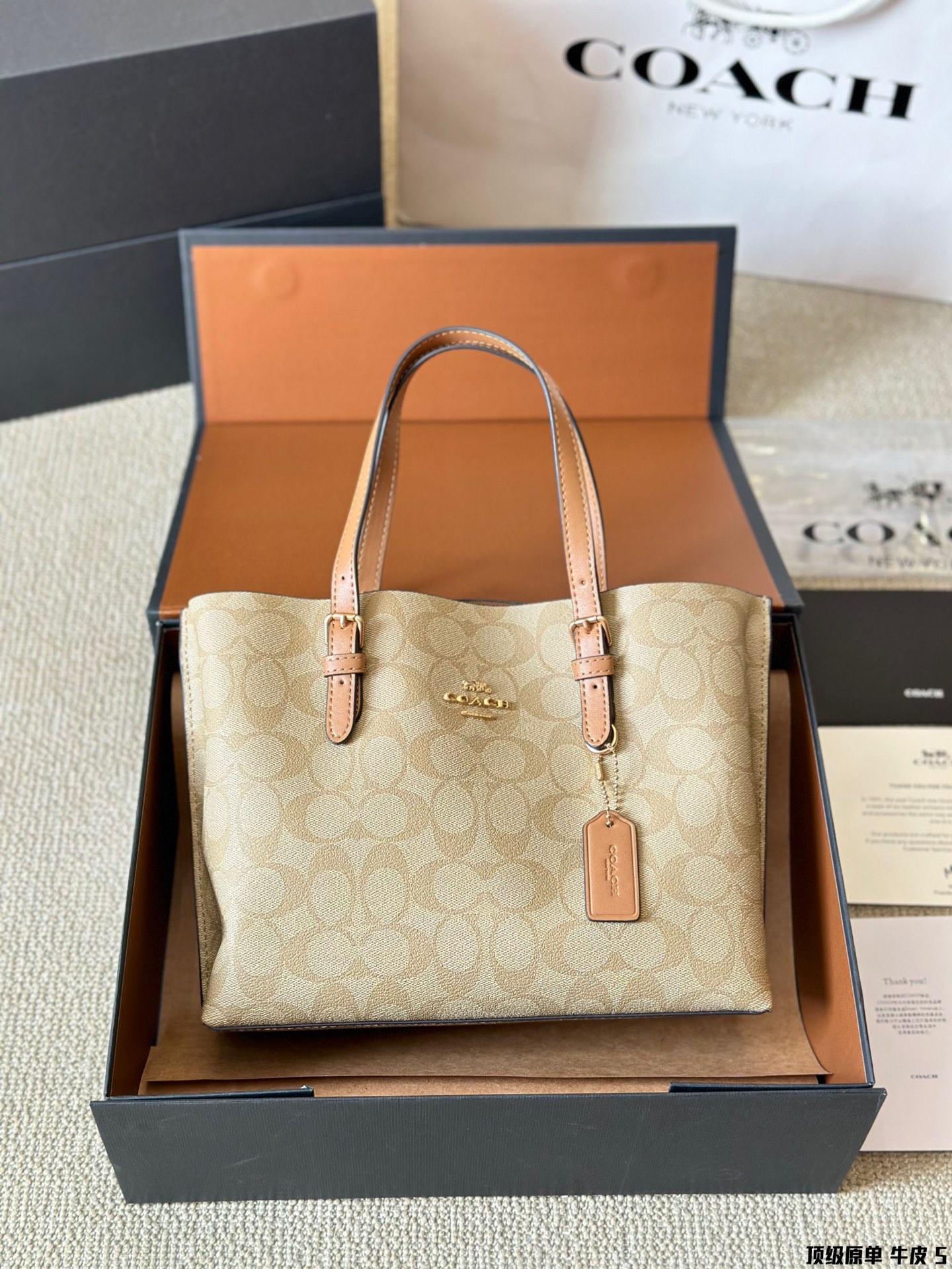 Coach Mollie 25 Logo Tote Bag in Calfskin Leather - Luxury Designer Handbag