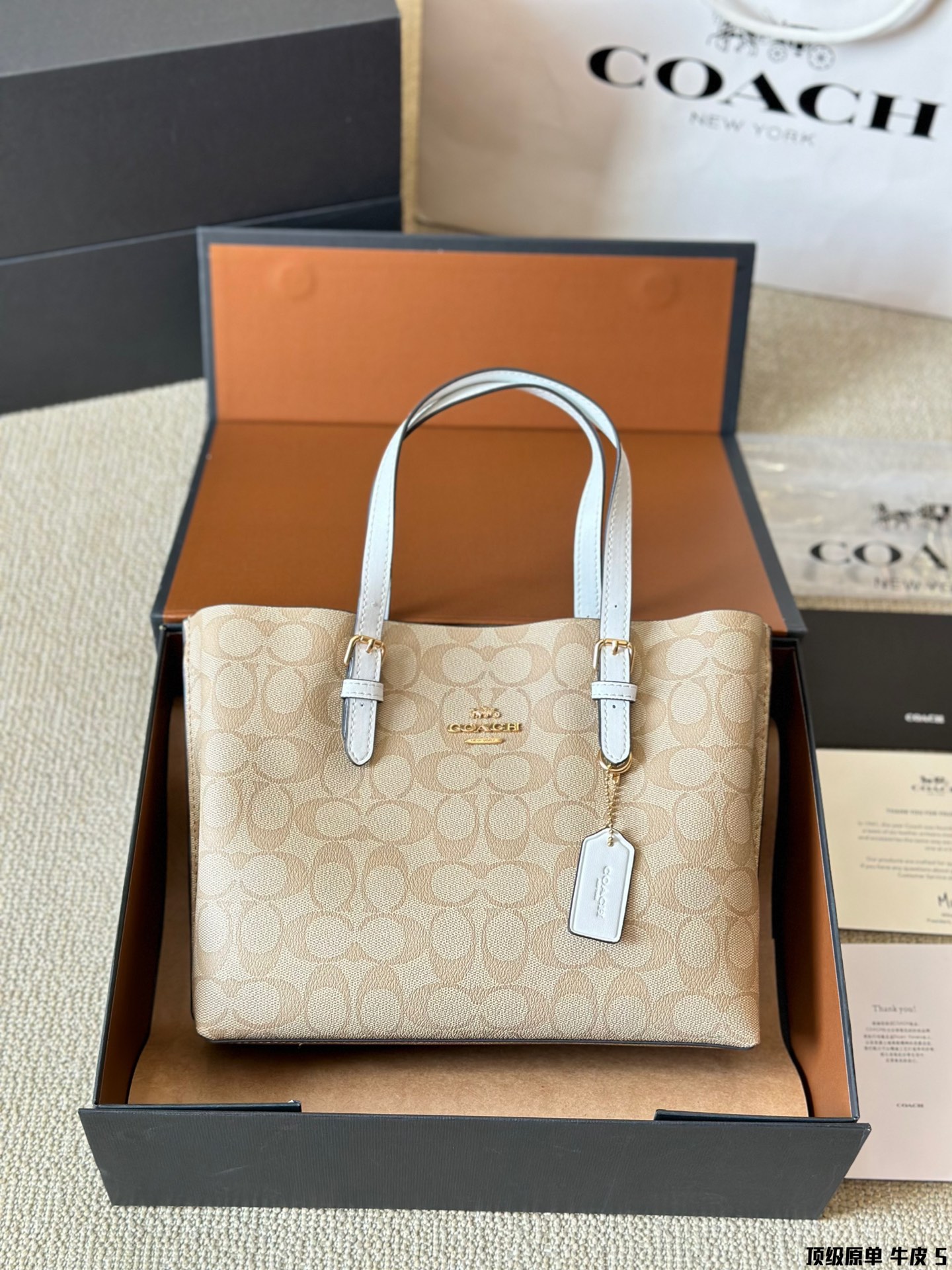 Coach Mollie 25 Logo Tote Bag in Calfskin Leather - Luxury Designer Handbag
