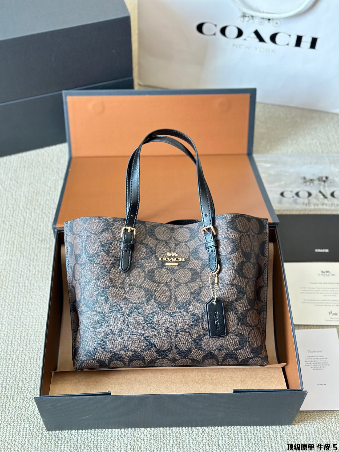 Coach Mollie 25 Logo Tote Bag in Calfskin Leather - Luxury Designer Handbag