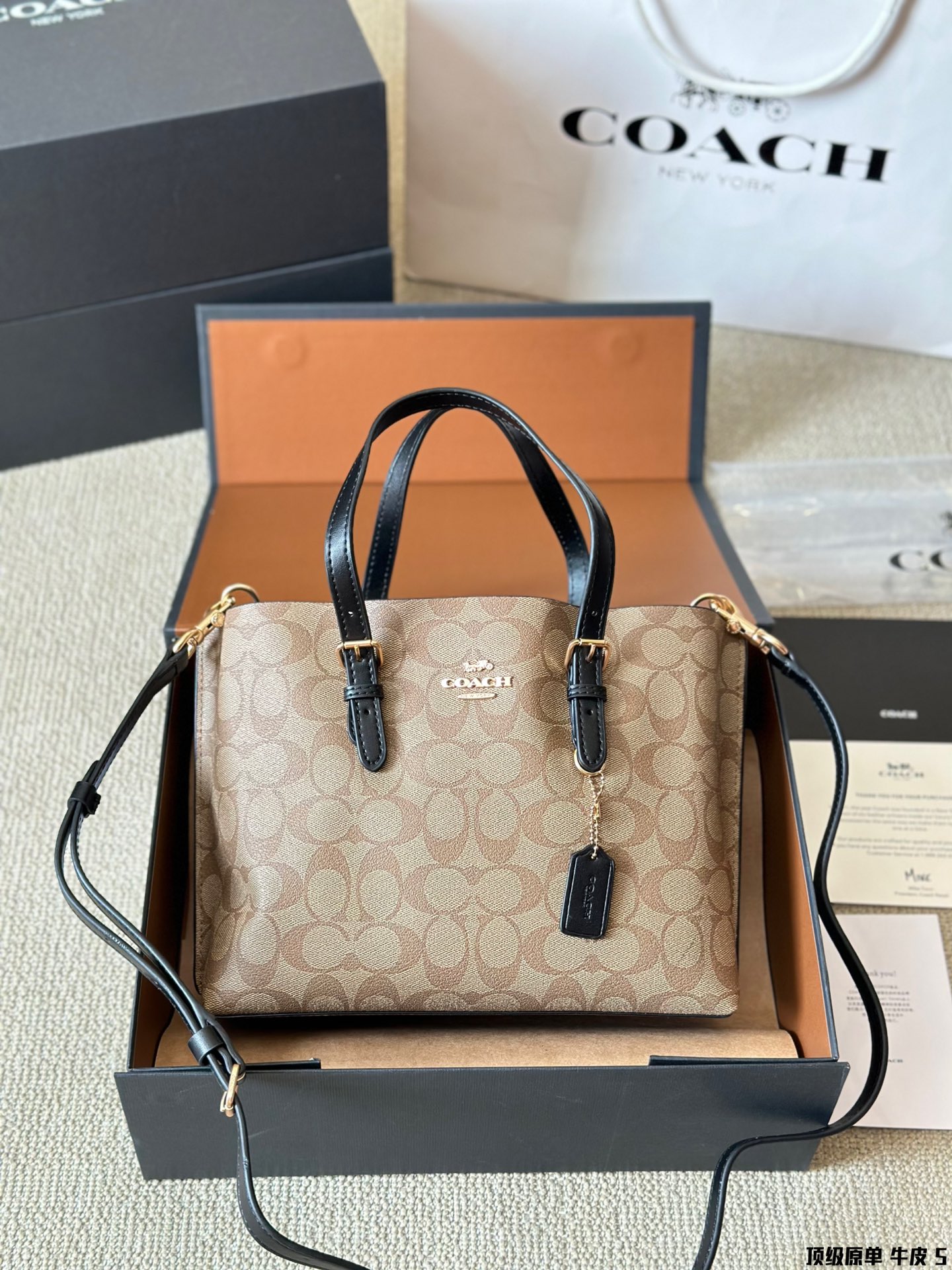 Coach Mollie 25 Logo Tote Bag in Premium Calfskin Leather