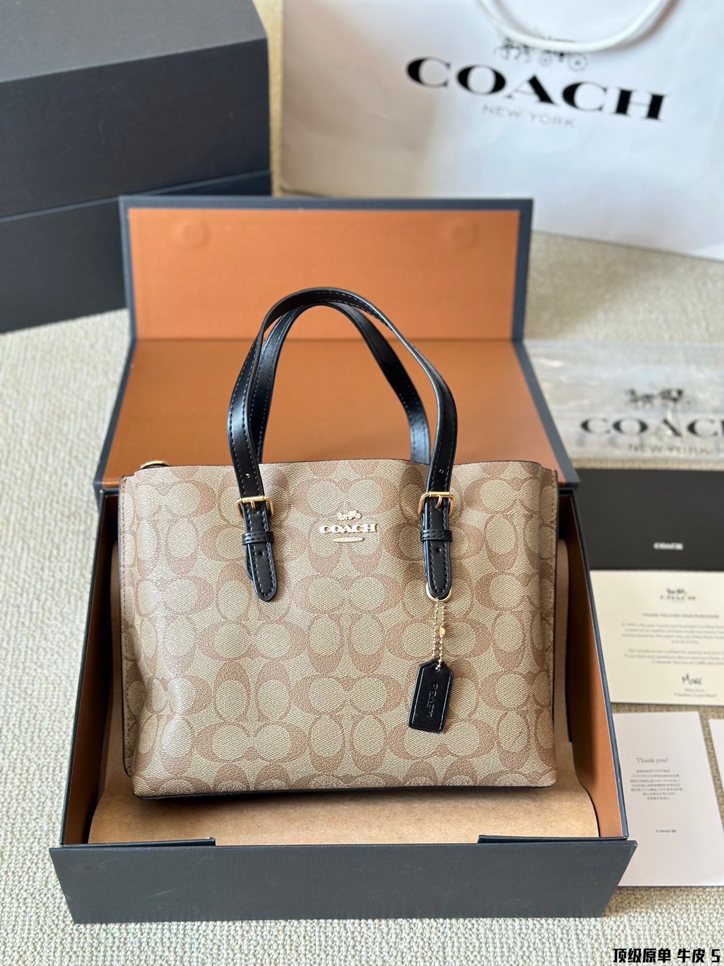 Coach Mollie 25 Logo Tote Bag in Premium Calfskin Leather
