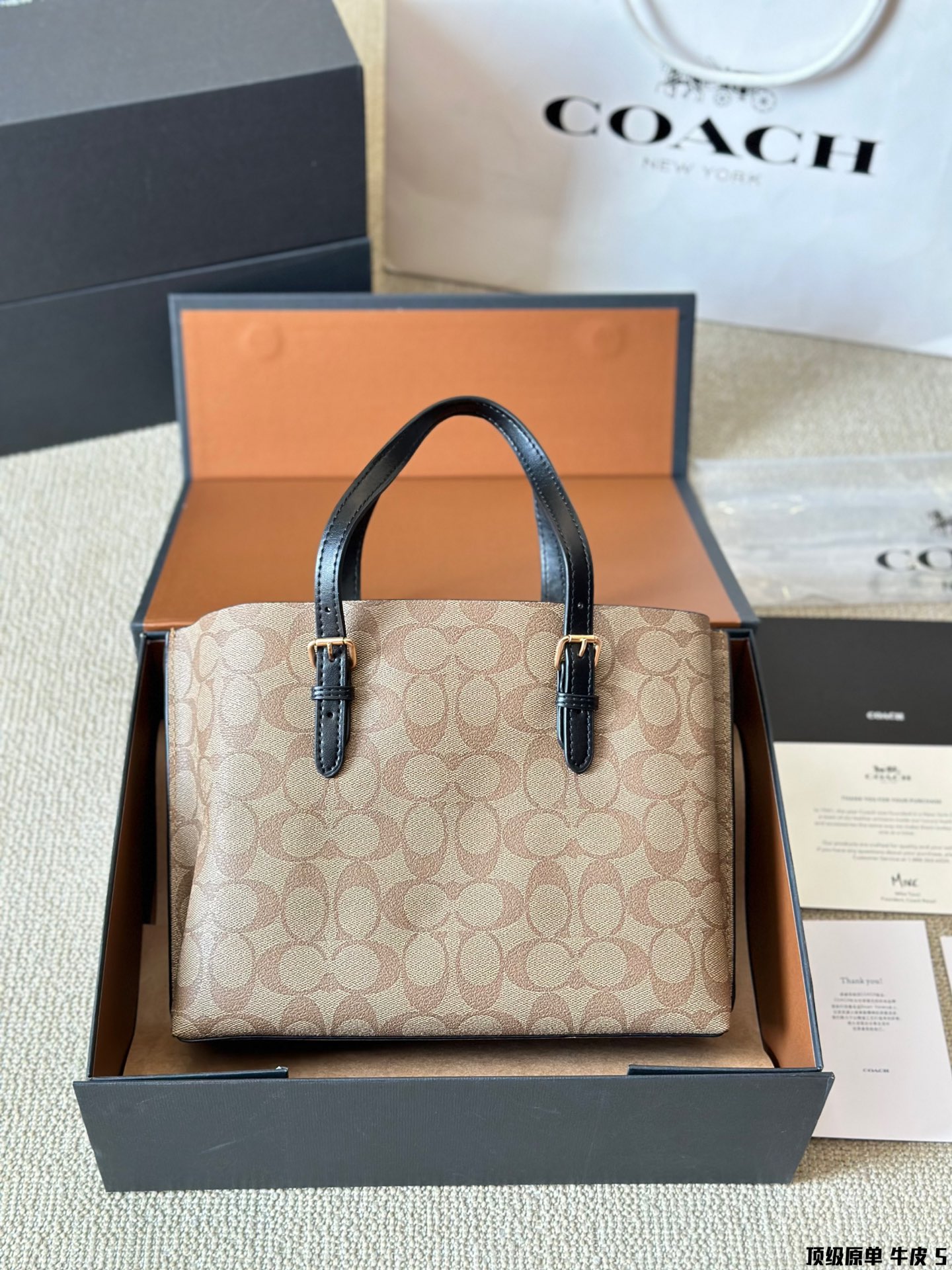 Coach Mollie 25 Logo Tote Bag in Premium Calfskin Leather