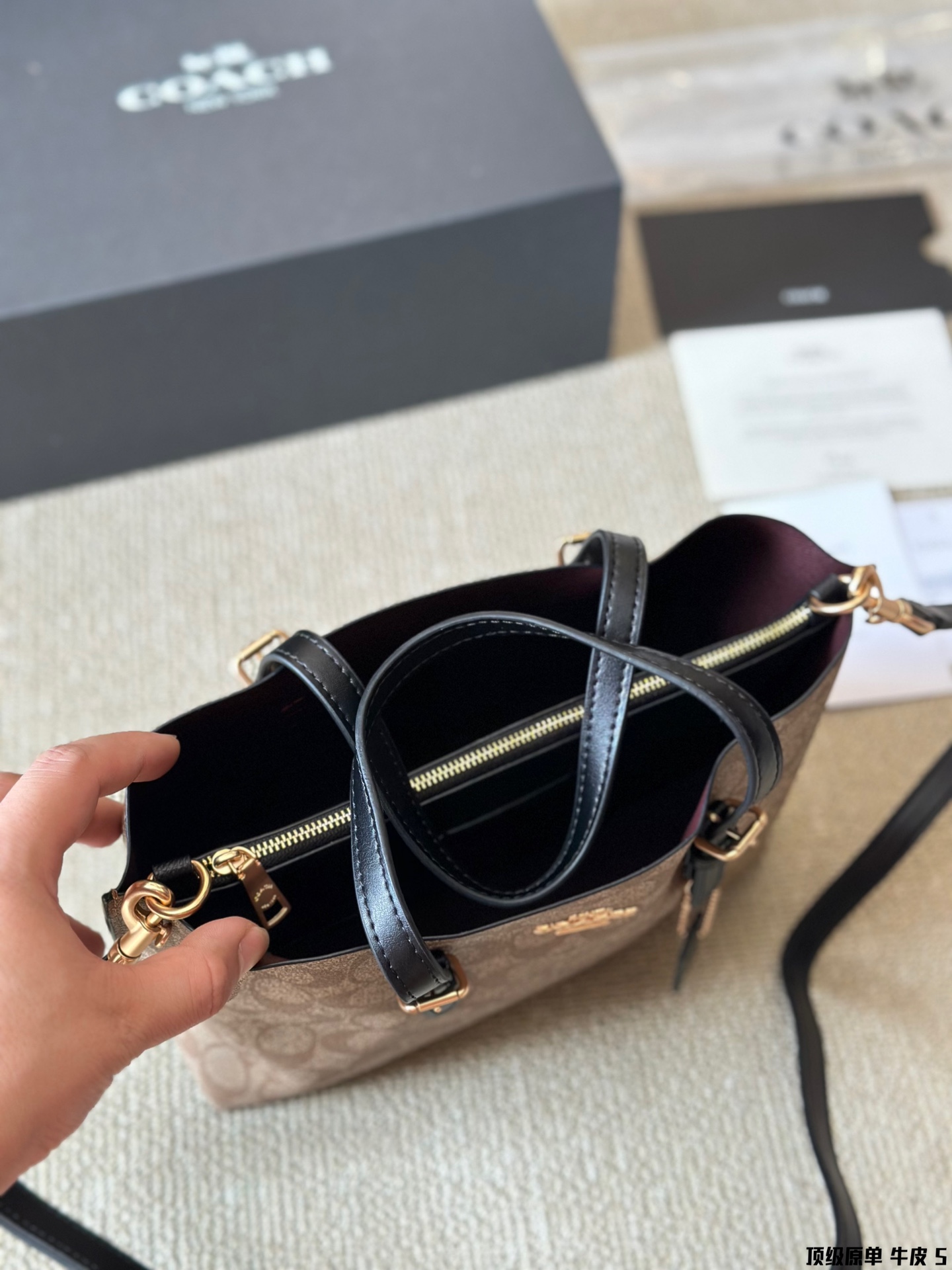 Coach Mollie 25 Logo Tote Bag in Premium Calfskin Leather