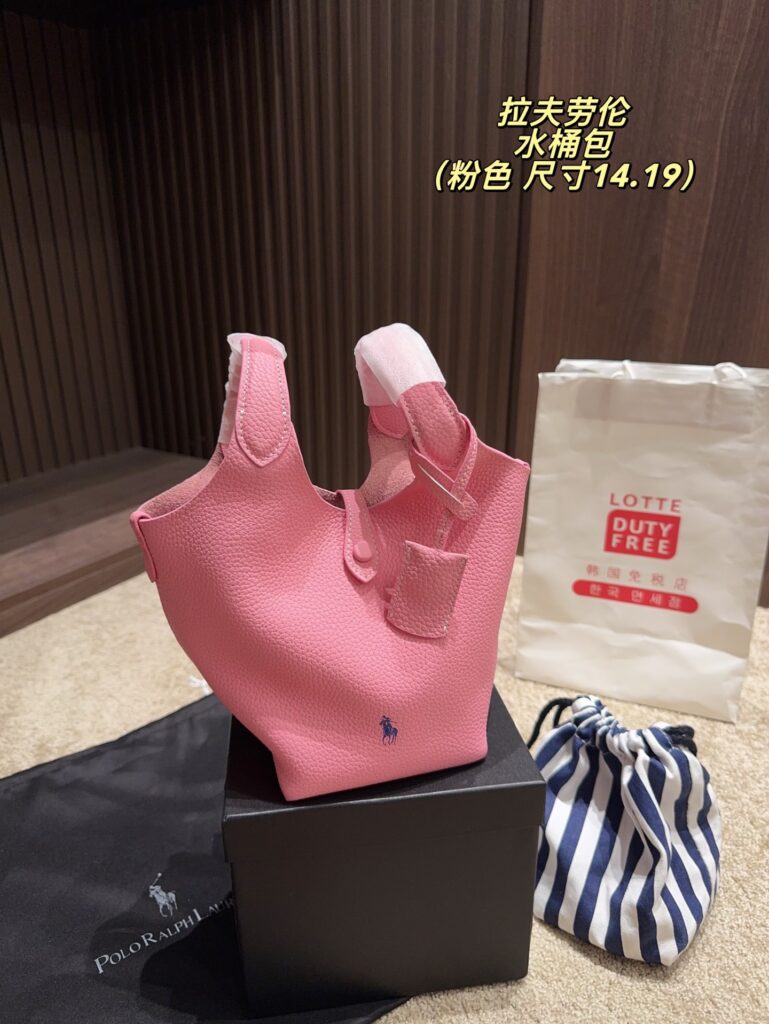 Designer Ralph Lauren Pink Bucket Bag editorial product context 1