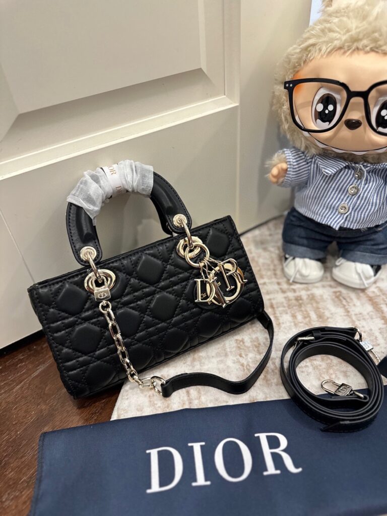 Dior Lady Gold Leather Handbag editorial product context 1