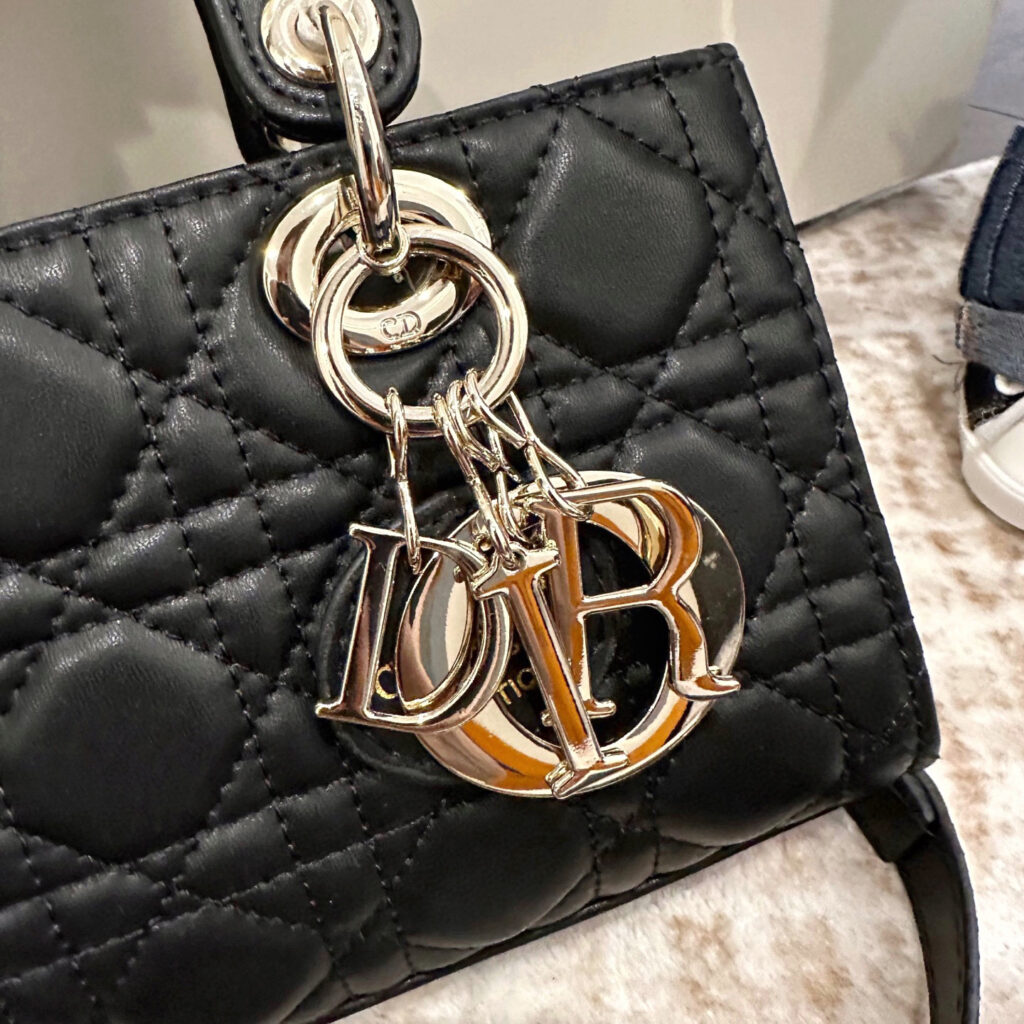 Dior Lady Gold Leather Handbag editorial product context 3