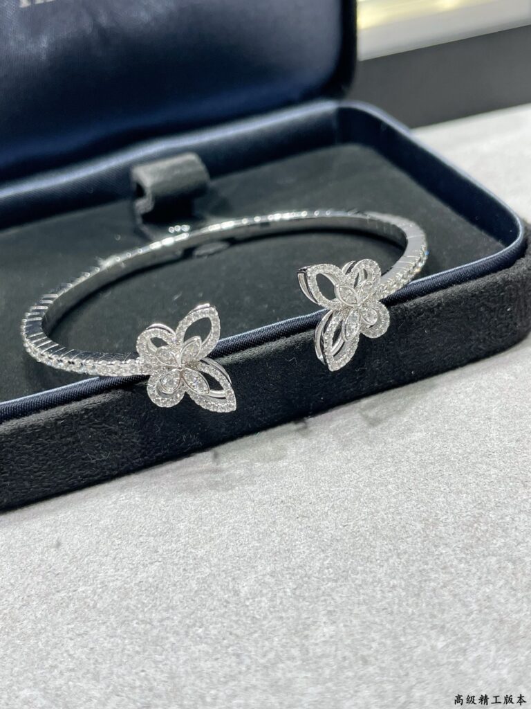Designer Butterfly Bangle Tone Pav Metal Silver Crystal Ring editorial product context 3