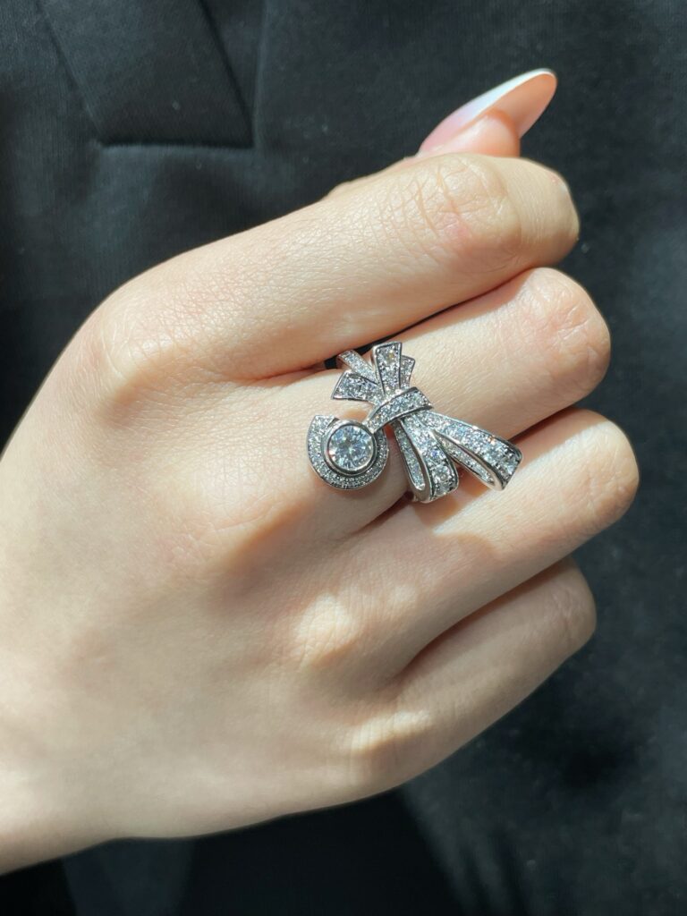 Designer Art Deco White Ring editorial product context 1